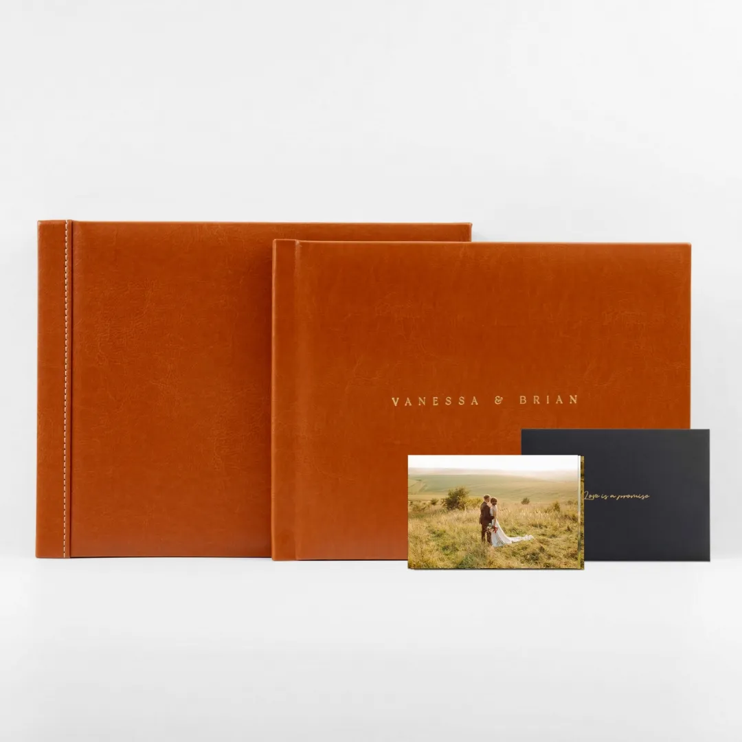 Stitched Leather Box Album Set